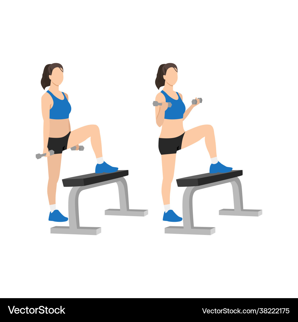 Bicep split stance dumbbell curl exercise Bicep split stance dumbbell curl exercise Vector Image