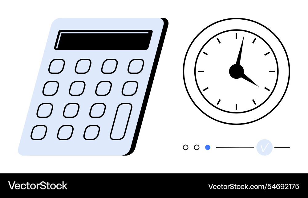 Calculator and clock representing Calculator and clock representing vector image