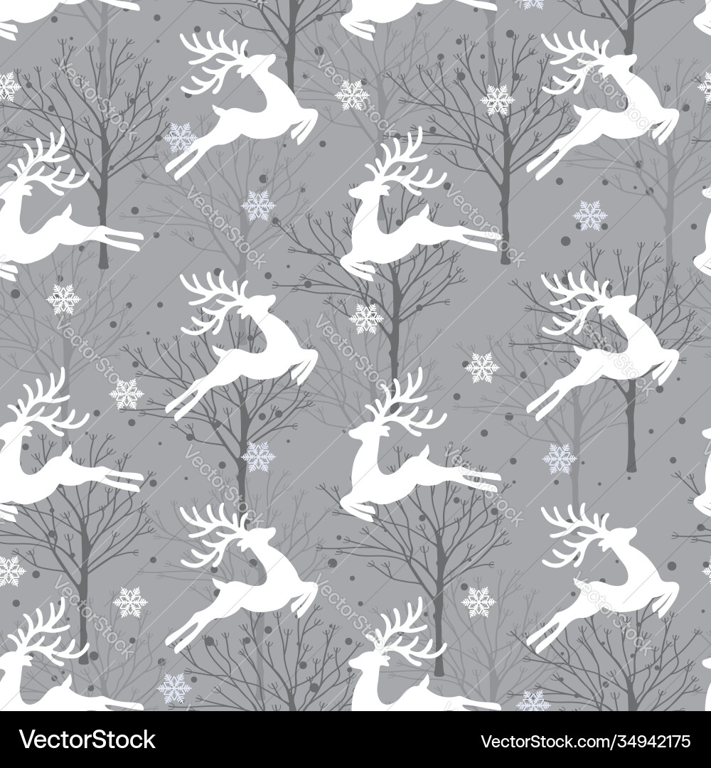 Christmas seamless pattern with reindeer Vector Image