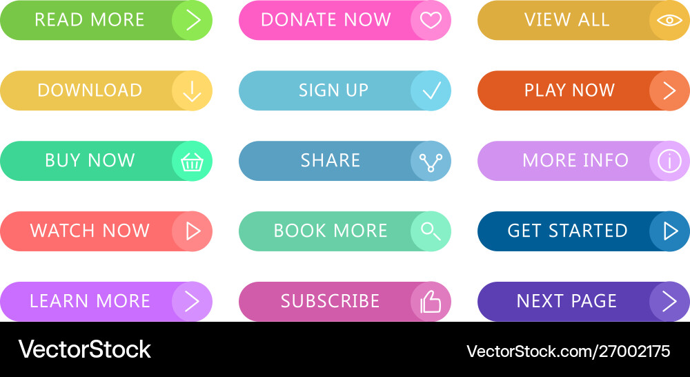 Color buttons flat design web and ui application Color buttons flat design web and ui application vector image