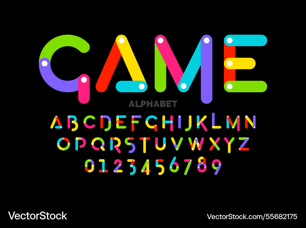 Constructor game colorful font alphabet letters Constructor game colorful font alphabet letters vector image