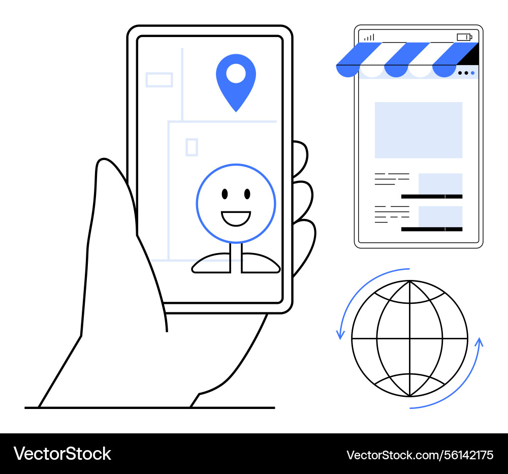Digital navigation and online shopping with mobile vector image