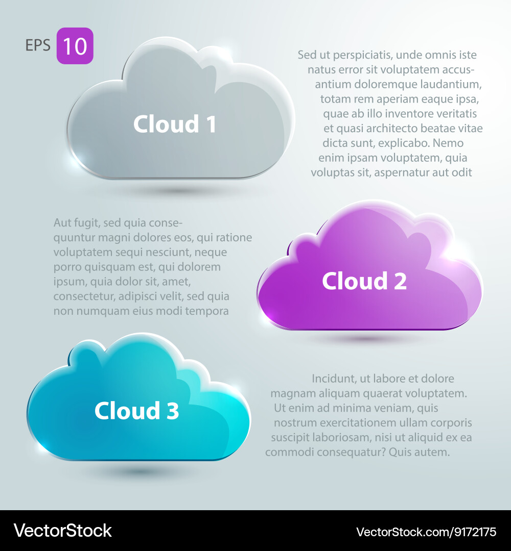 Glass clouds set with place for text vector image