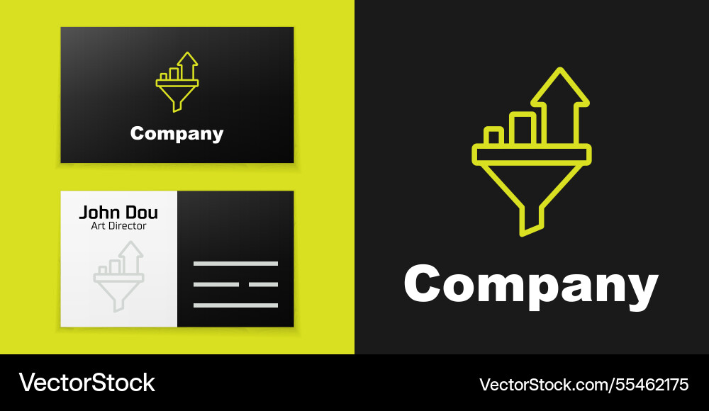 Logotype line sales funnel with chart Vector Image