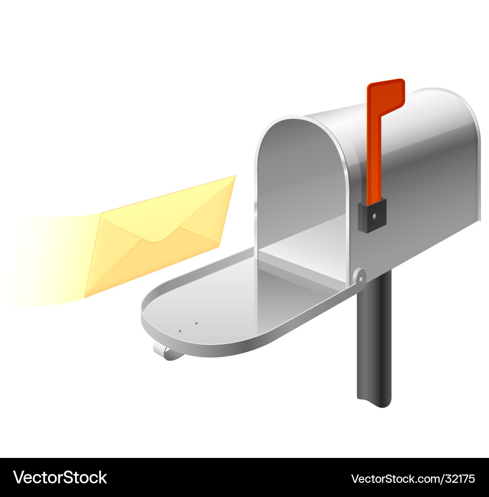 Mailbox with Red Flag vector image