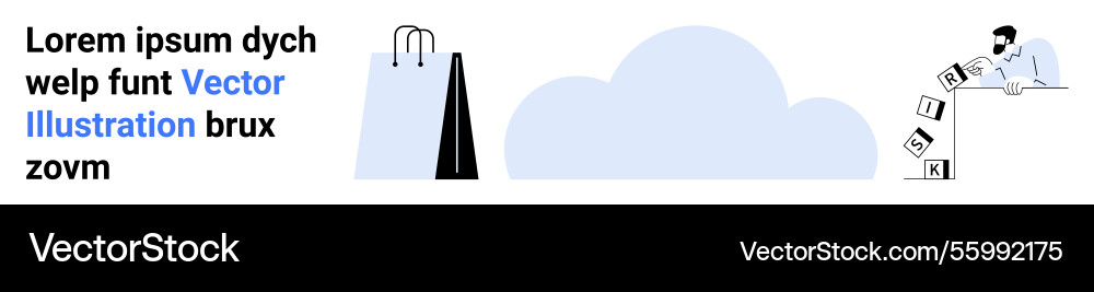 Man using blocks to build structure next cloud Man using blocks to build structure next cloud vector image