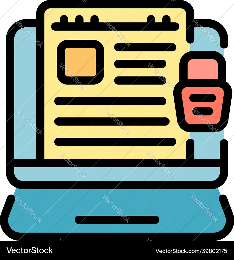 Monitor password icon color outline Monitor password icon color outline vector image