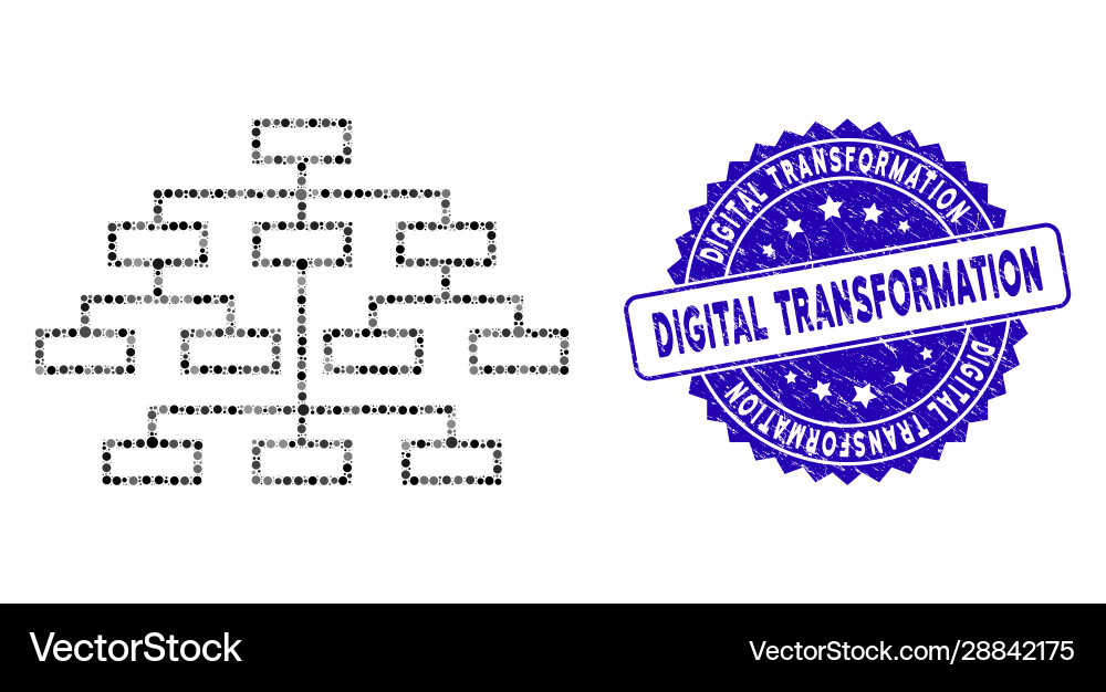 Mosaic algorithm tree icon with distress digital Mosaic algorithm tree icon with distress digital vector image