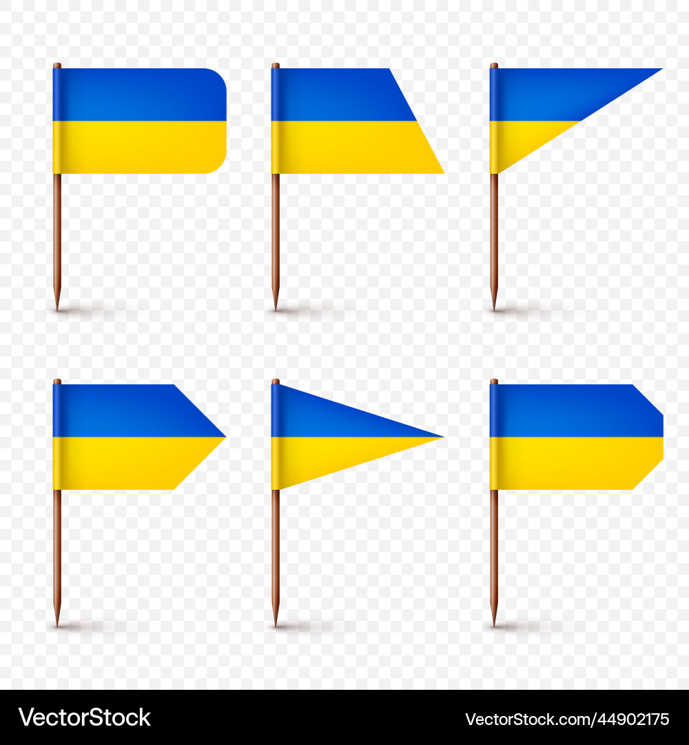 Realistische verschiedene ukrainische Zahnstocher-Flags Realistische verschiedene ukrainische Zahnstocher-Flags vektorbild