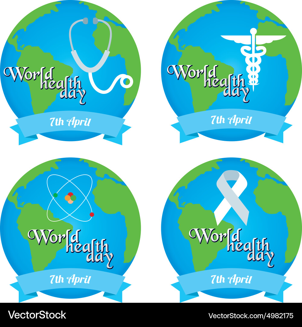 Set labels with text and elements for world health vector image