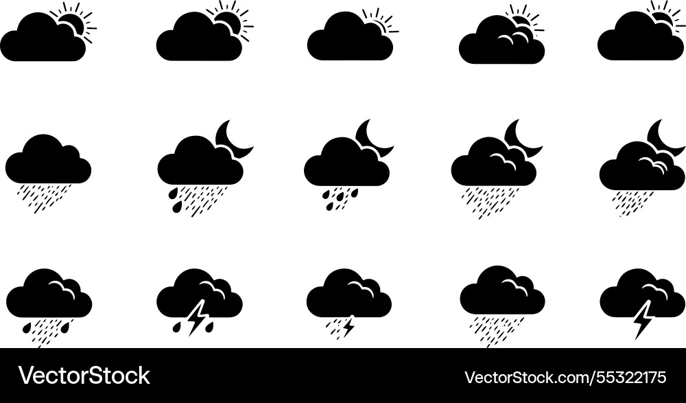 Set of weather icons showing different Set of weather icons showing different Vector Image