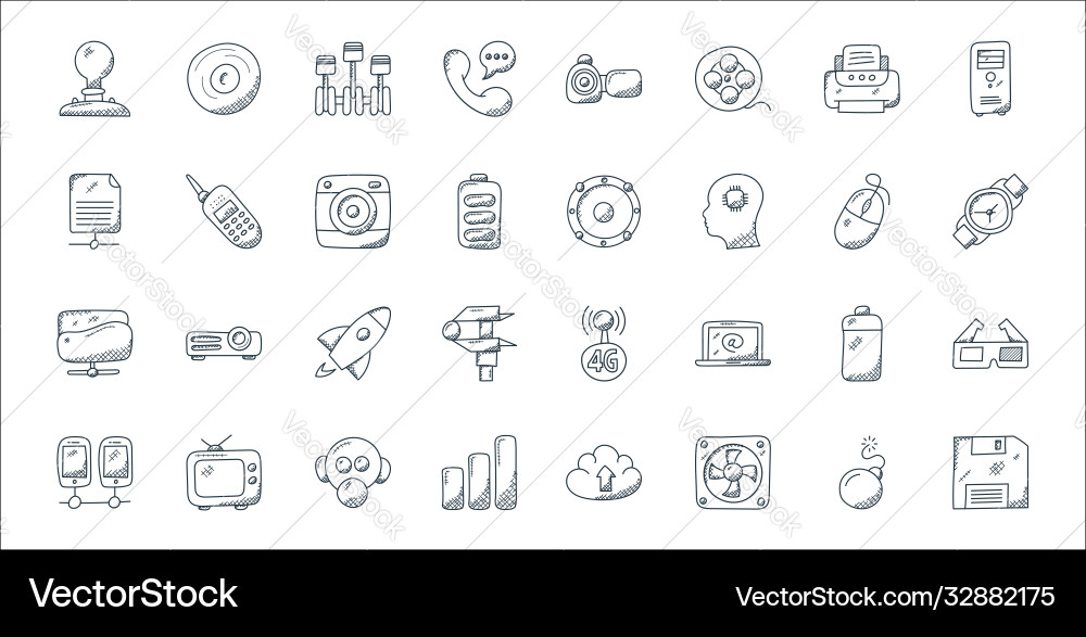 Technology line icons linear set quality Technology line icons linear set quality vector image