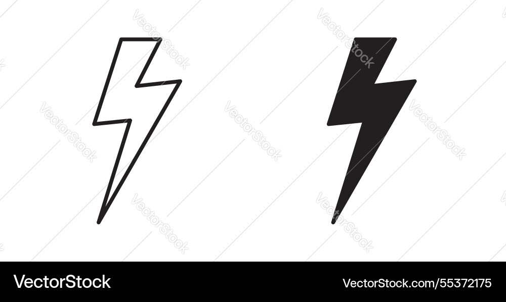 Thunder bolt icon set in thin line for web Vector Image