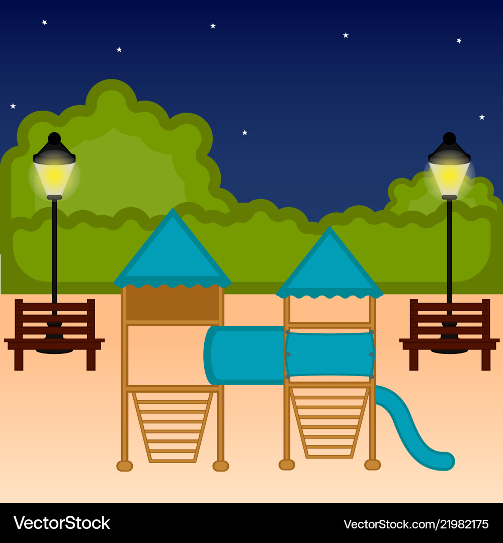 View of a playground with slide Vector Image