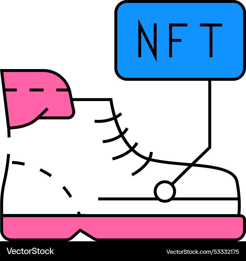 Virtual blockchain-based sneakers icon color Virtual blockchain-based sneakers icon color Vector Image