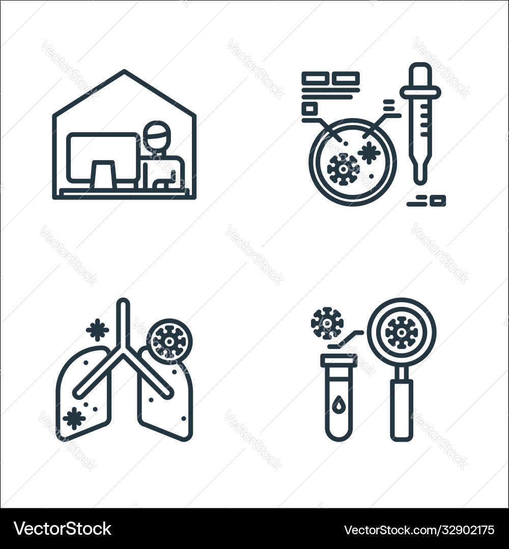 Virus line icons linear set quality Vector Image