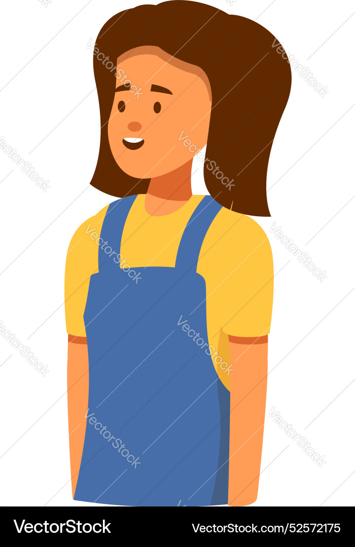 Young woman wearing blue overalls is smiling Vector Image