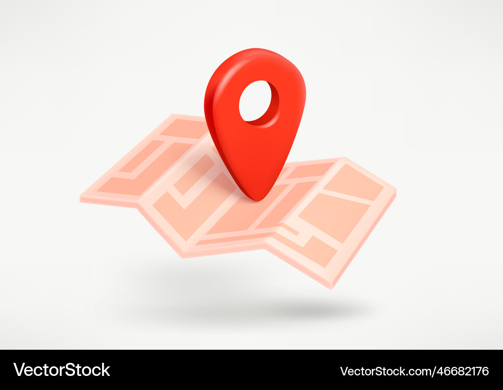 3D Map Pointer Location Icon Vector Image