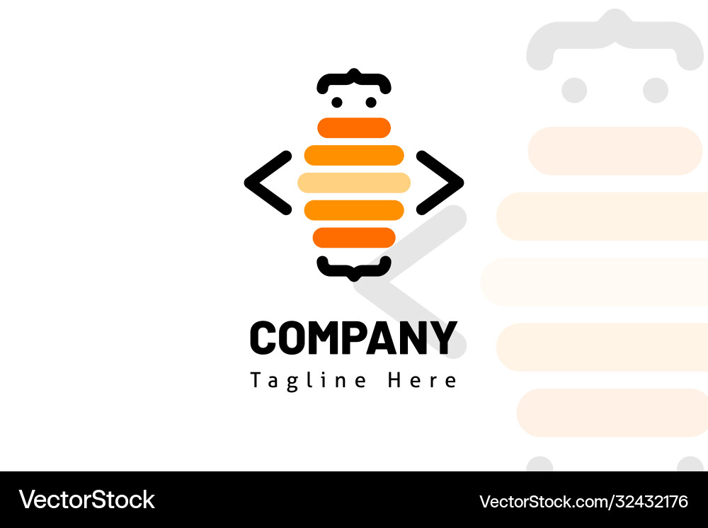 Bee fly with coding logo template Bee fly with coding logo template vector image