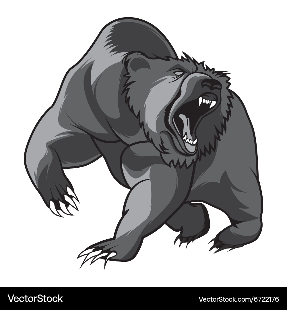 Black and White Walking Bear Royalty Free Vector Image