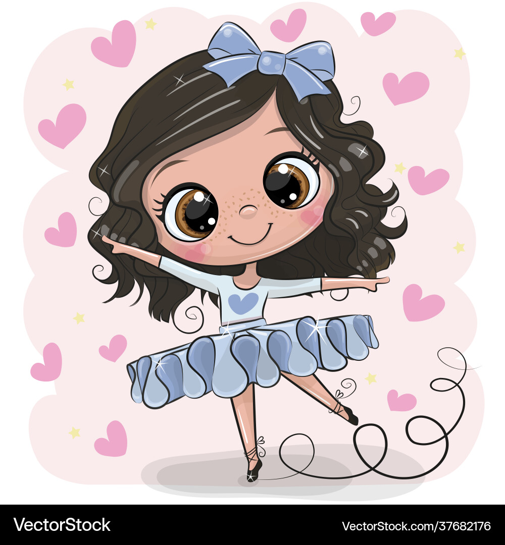 Cute Ballerina Girl on Pink Background Vector Image