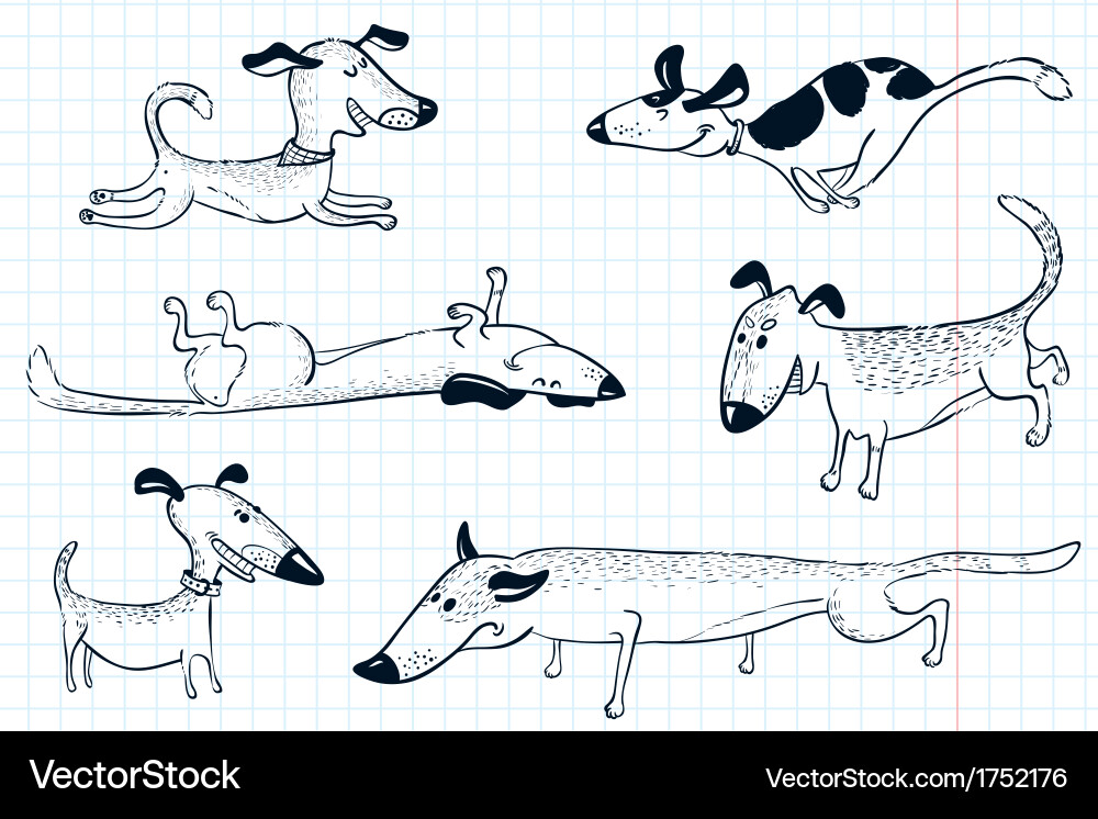 Cute Doodle Dogs Vector Image