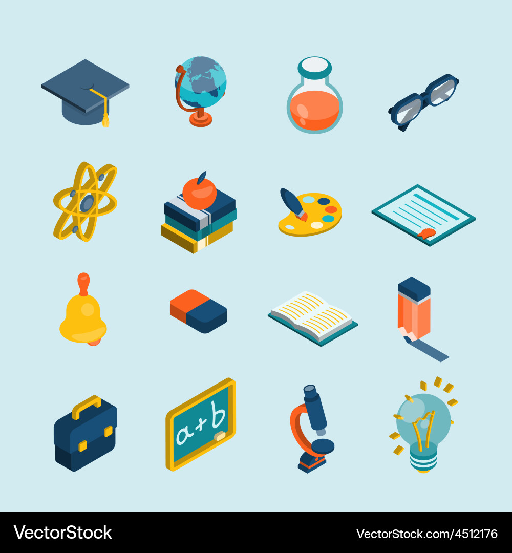 Education isometric set Royalty Free Vector Image
