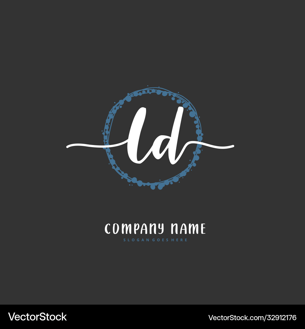 L d ld initial handwriting and signature logo L d ld initial handwriting and signature logo Vector Image