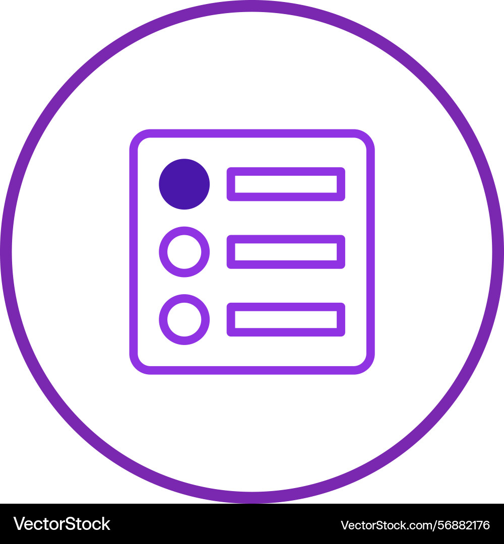 Purple bordered list icon with three bullet Vector Image