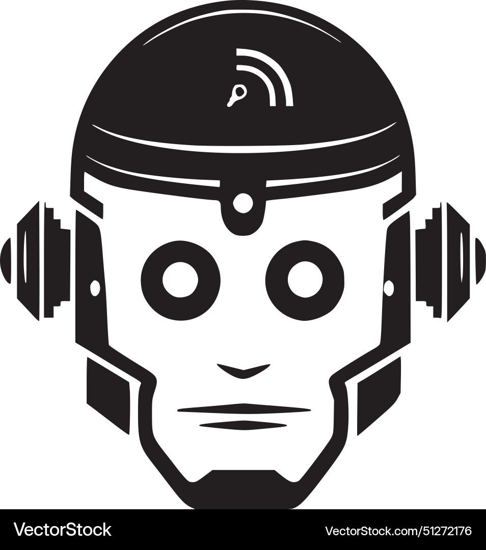 Robot - black and white Royalty Free Vector Image