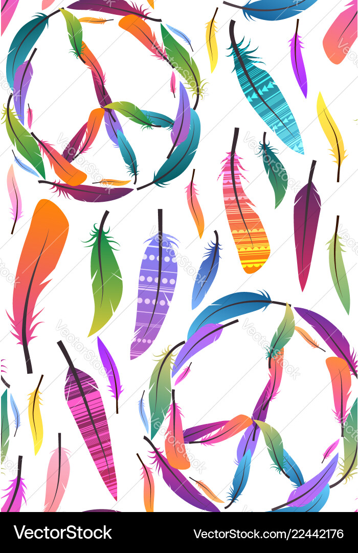 Seamless boho texture with multicolored feathers vector image