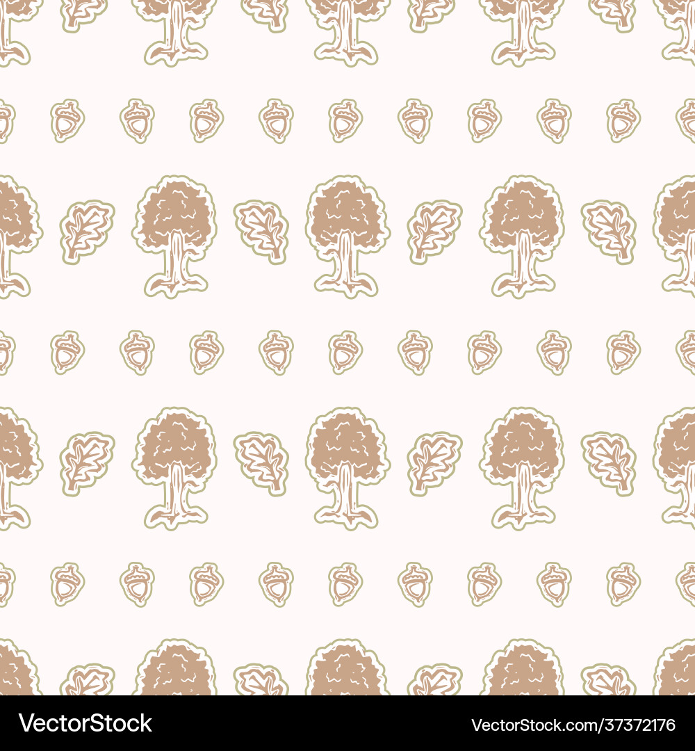 Seamless minimalist tree blockprint pattern Seamless minimalist tree blockprint pattern vector image
