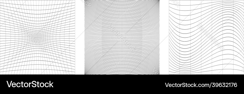 Set of deformed distorted grids meshes flex Set of deformed distorted grids meshes flex Vector Image