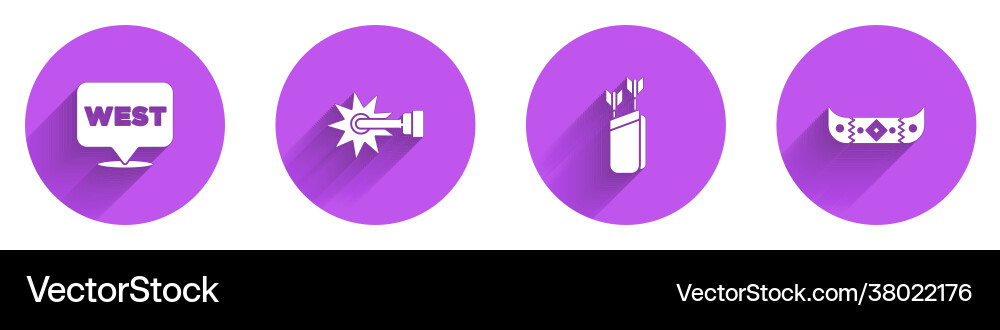 Set pointer to wild west spur quiver with arrows Vector Image