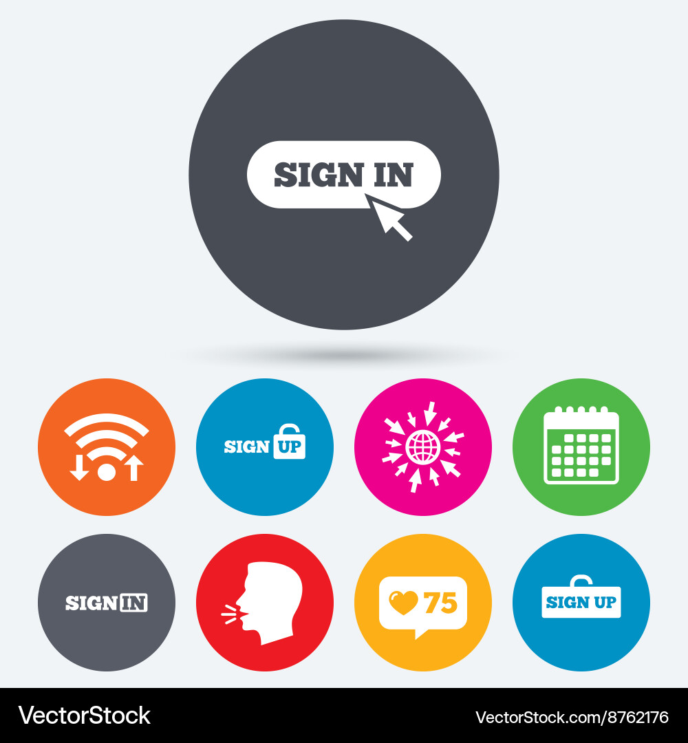 Sign in icons login with arrow hand pointer vector image