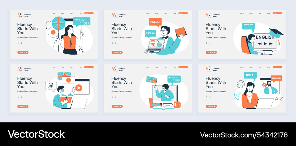 Studying foreign language concept of landing page Studying foreign language concept of landing page vector image