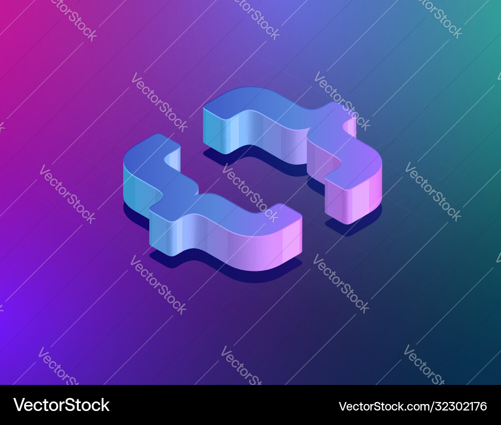 Three dee tech font bracket character isometric Three dee tech font bracket character isometric vector image