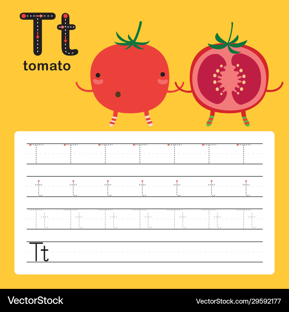 Alphabet t Arbeitsblatt Lernen englisch Vokabeln Alphabet t Arbeitsblatt Lernen englisch Vokabeln vektorbild