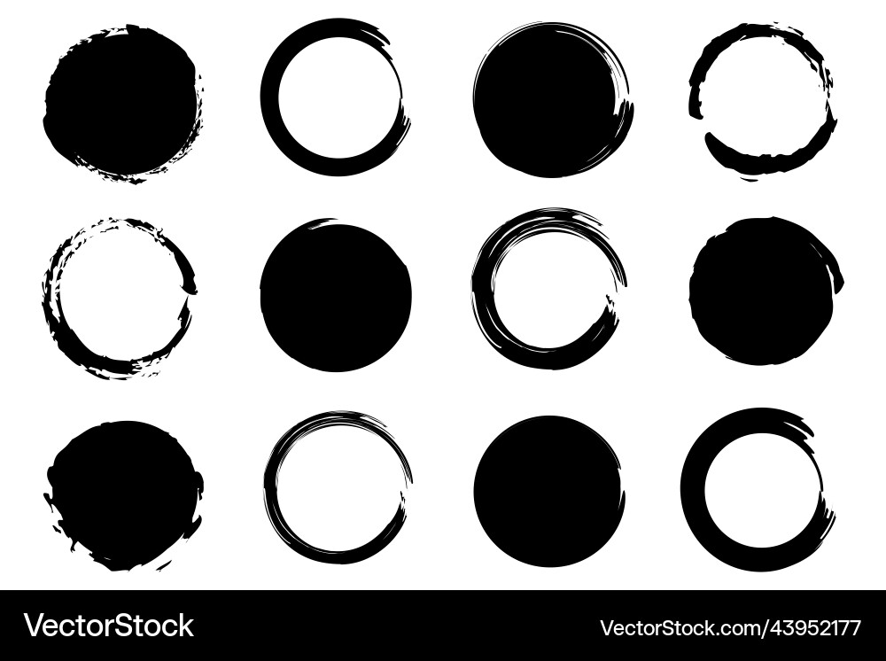 Brush circles round shape circle frame set Brush circles round shape circle frame set vector image