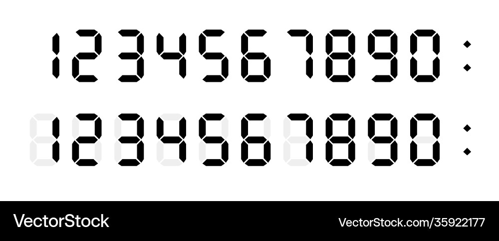 Digital Numbers Font - Clock Display vector image