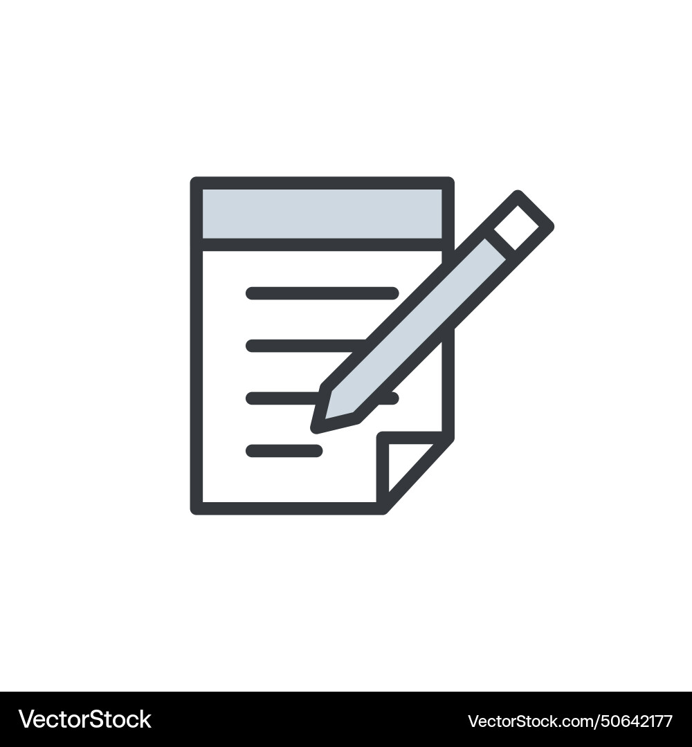 Document icon with pen notepad writing vector image