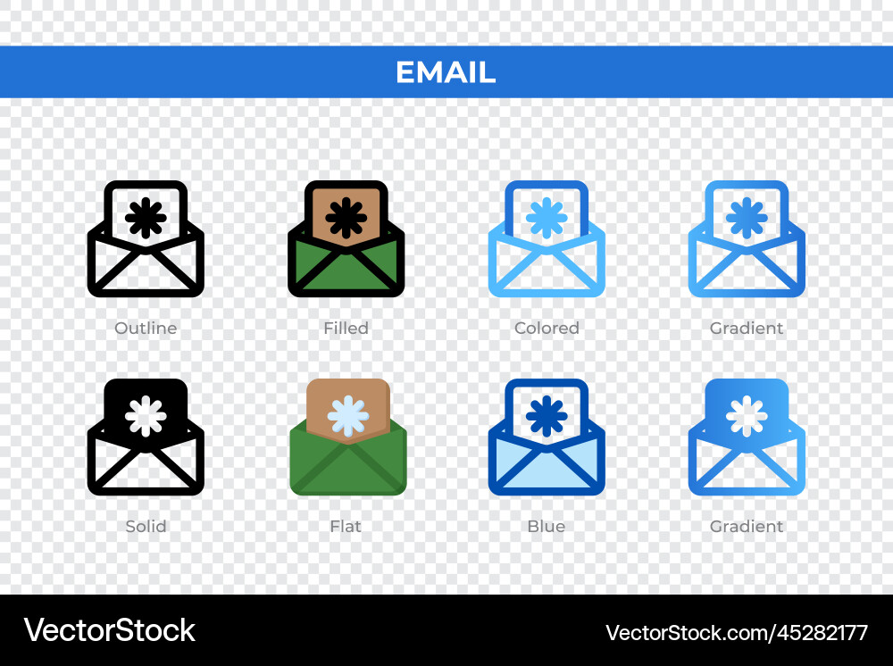 Email icons in different style set Email icons in different style set vector image