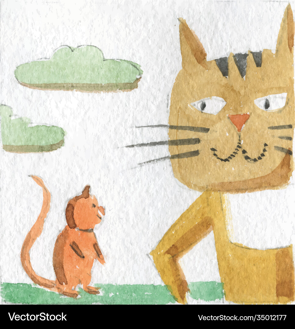 Friendship cat and mouse meeting in a wood Friendship cat and mouse meeting in a wood vector image