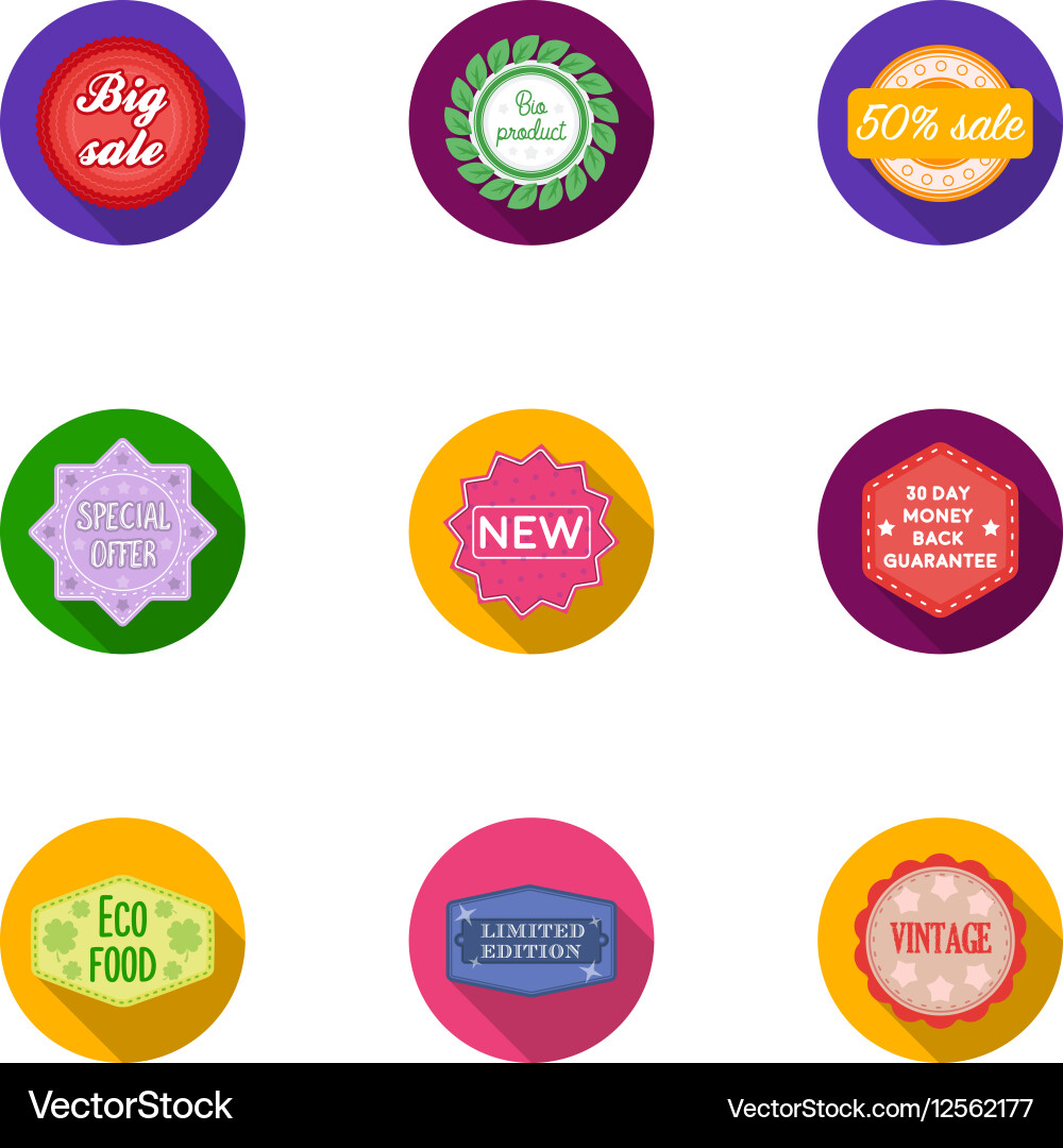 Label set icons in flat style big collection vector image