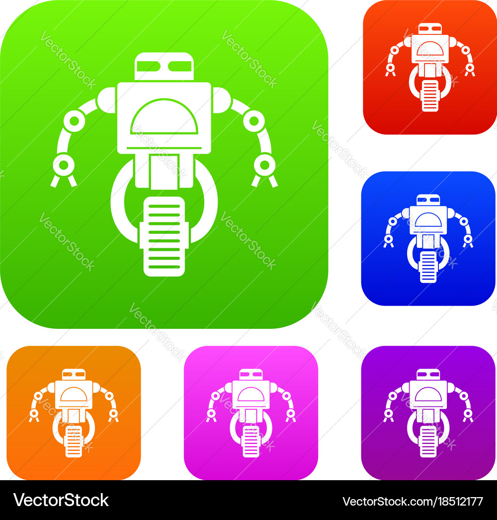 Machine robot set color collection Vector Image