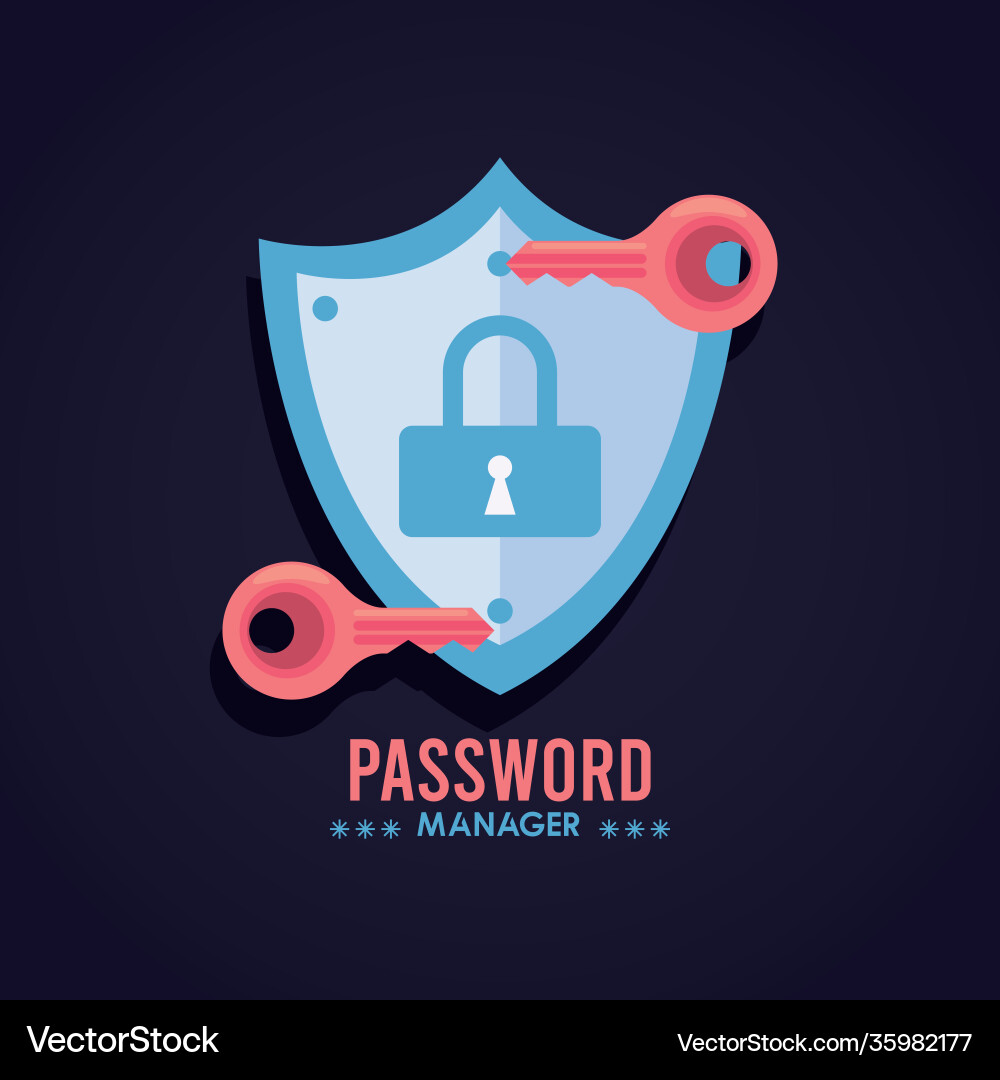 Password manager theme with keys and padlock vector image