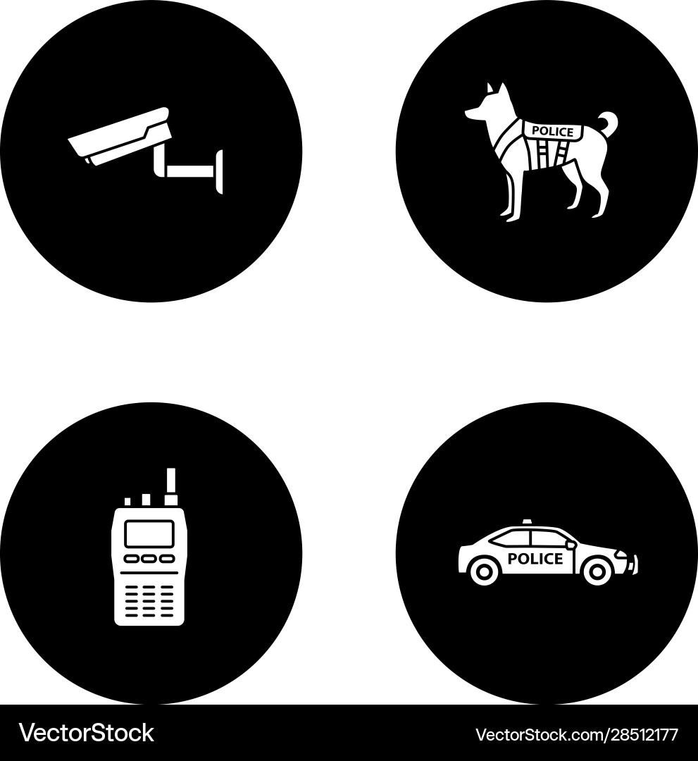 Police glyph icons set Police glyph icons set vector image