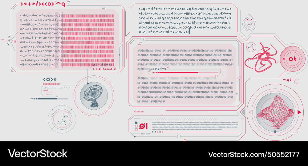 Sci-fi interface of data decoding program Vector Image