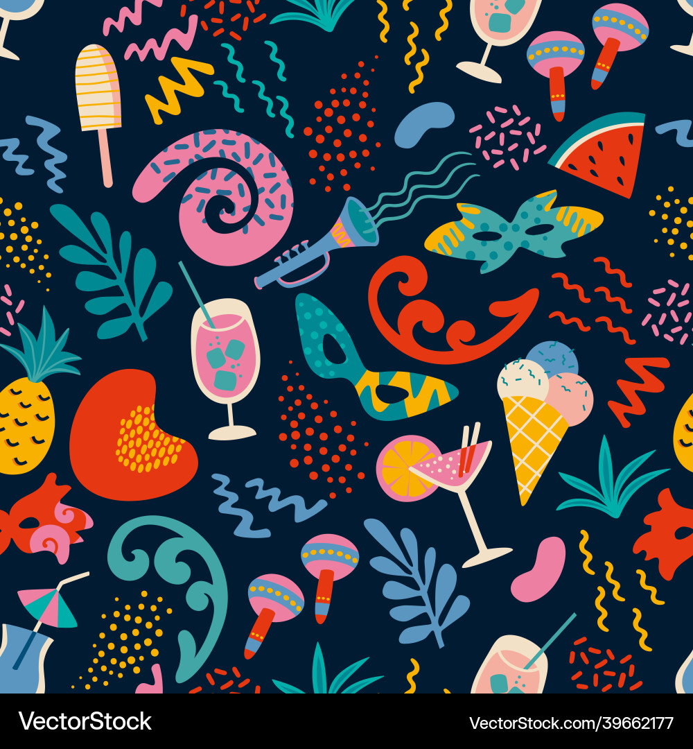Seamless pattern with carnival objects Seamless pattern with carnival objects vector image