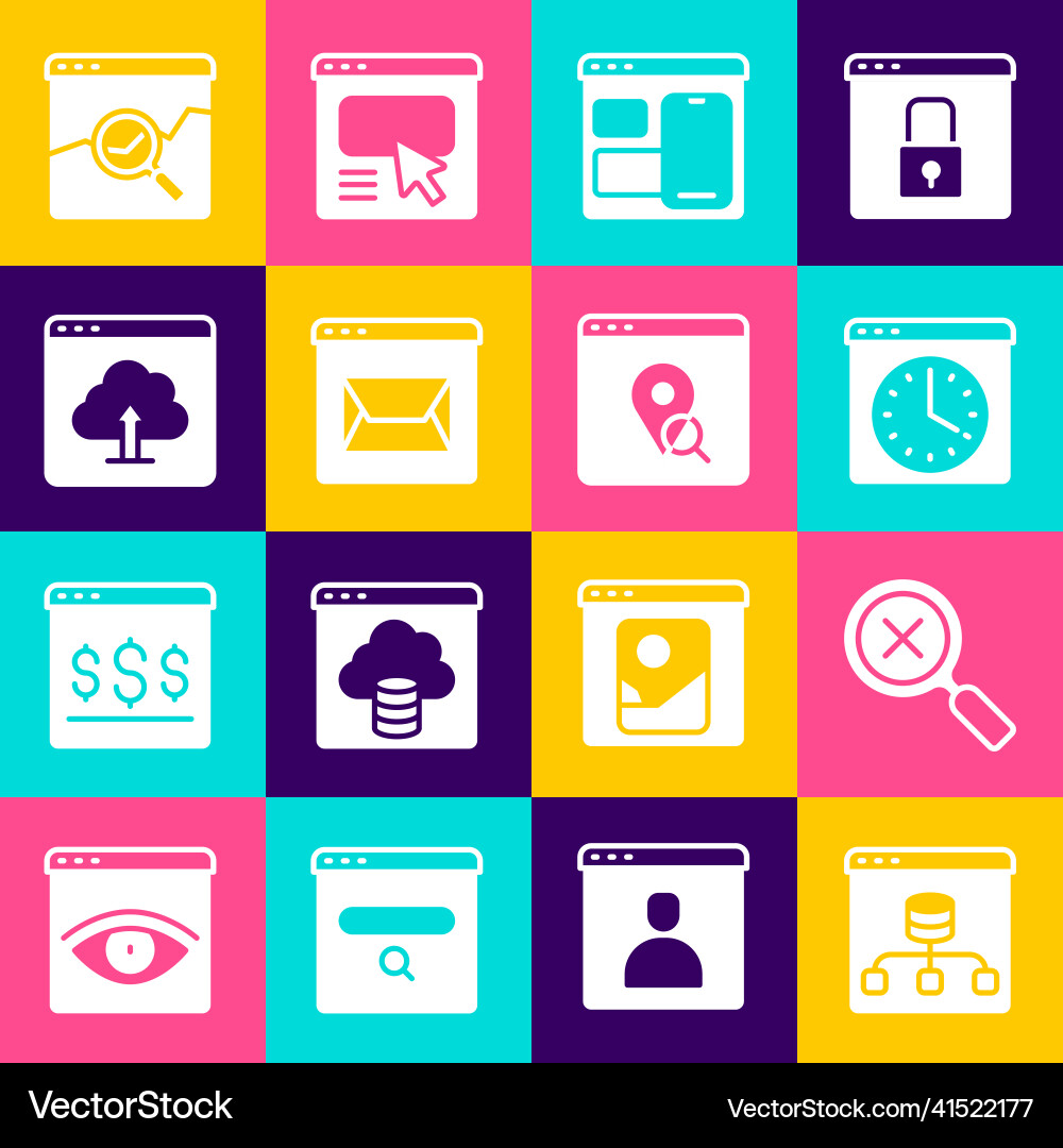 Set server data magnifying glass and delete Set server data magnifying glass and delete vector image